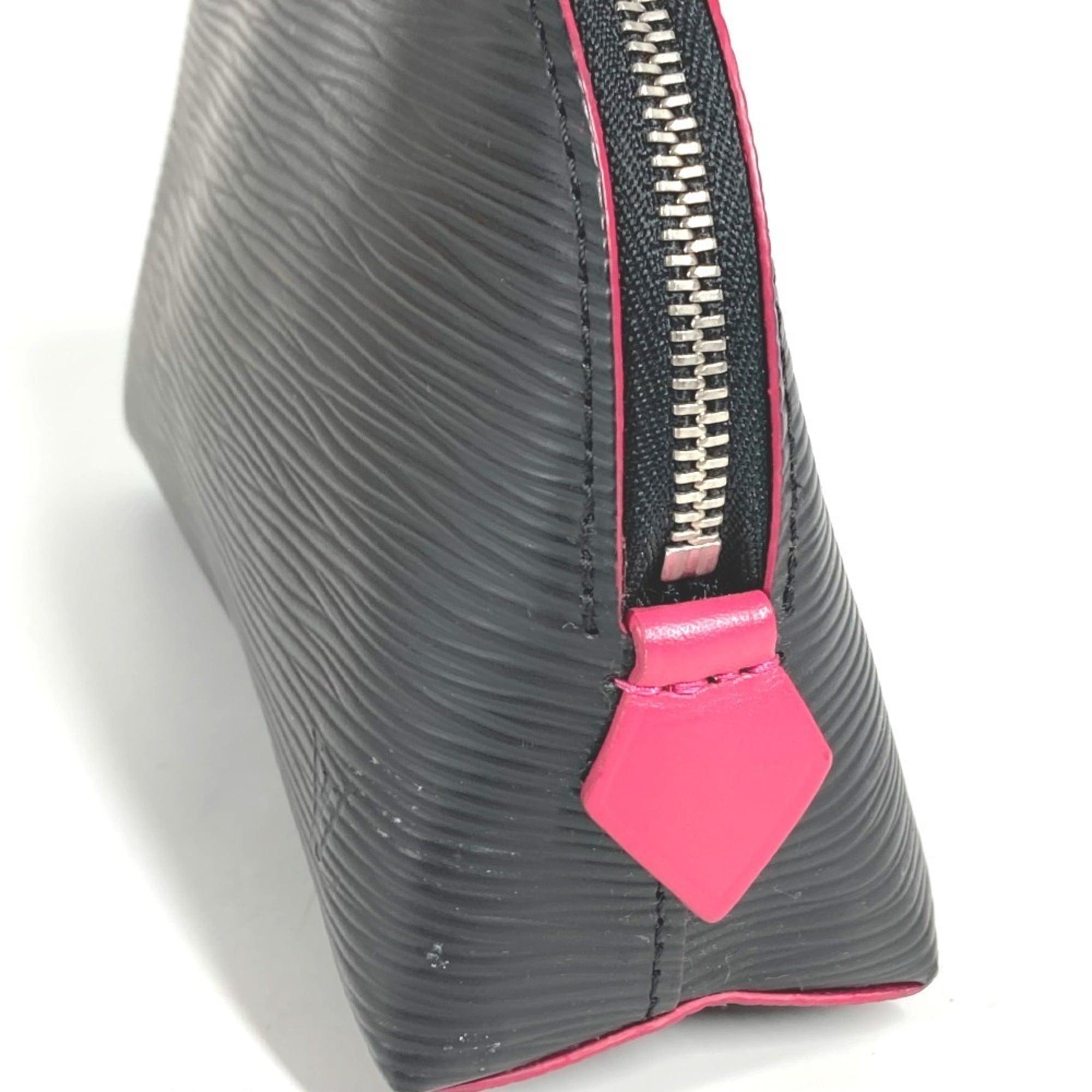 Louis Vuitton Black Noir Pink Epi Leather Pochette Pouch