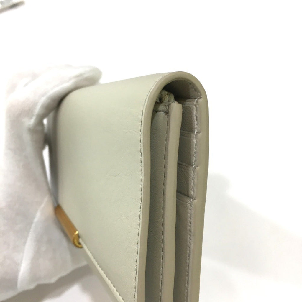 Bottega Veneta Off-White Leather Long Wallet (Tri-Fold)