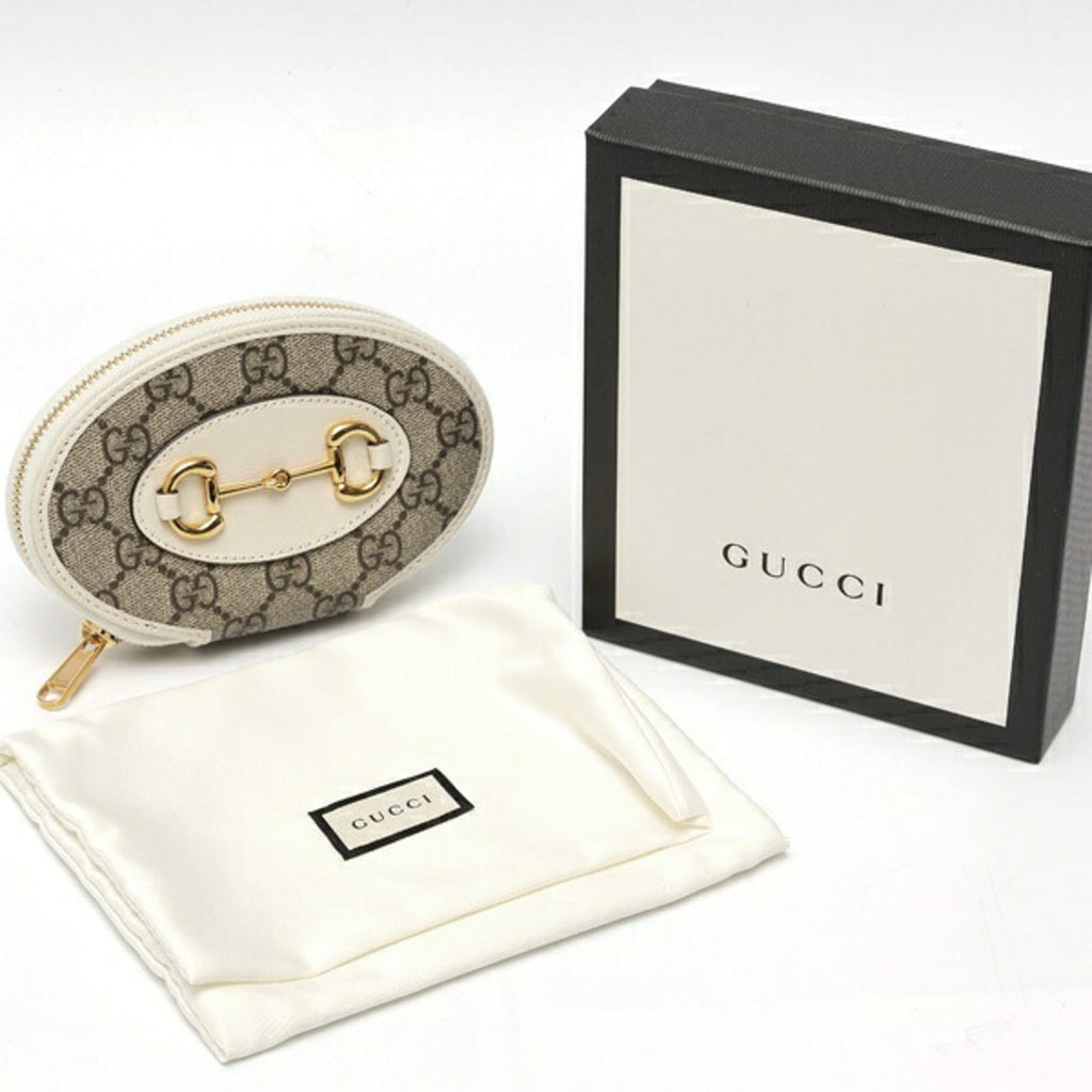 Gucci Beige White Gg Supreme Leather Coin Purse/Coin Case (Pre-Owned)
