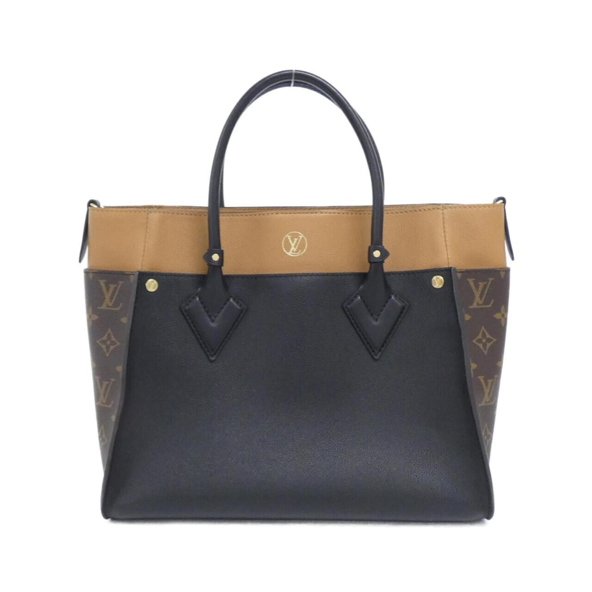 Louis Vuitton Black Leather Coated Canvas Handbag