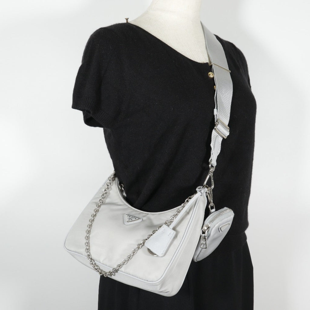 Prada Gray Nylon Shoulder Bag