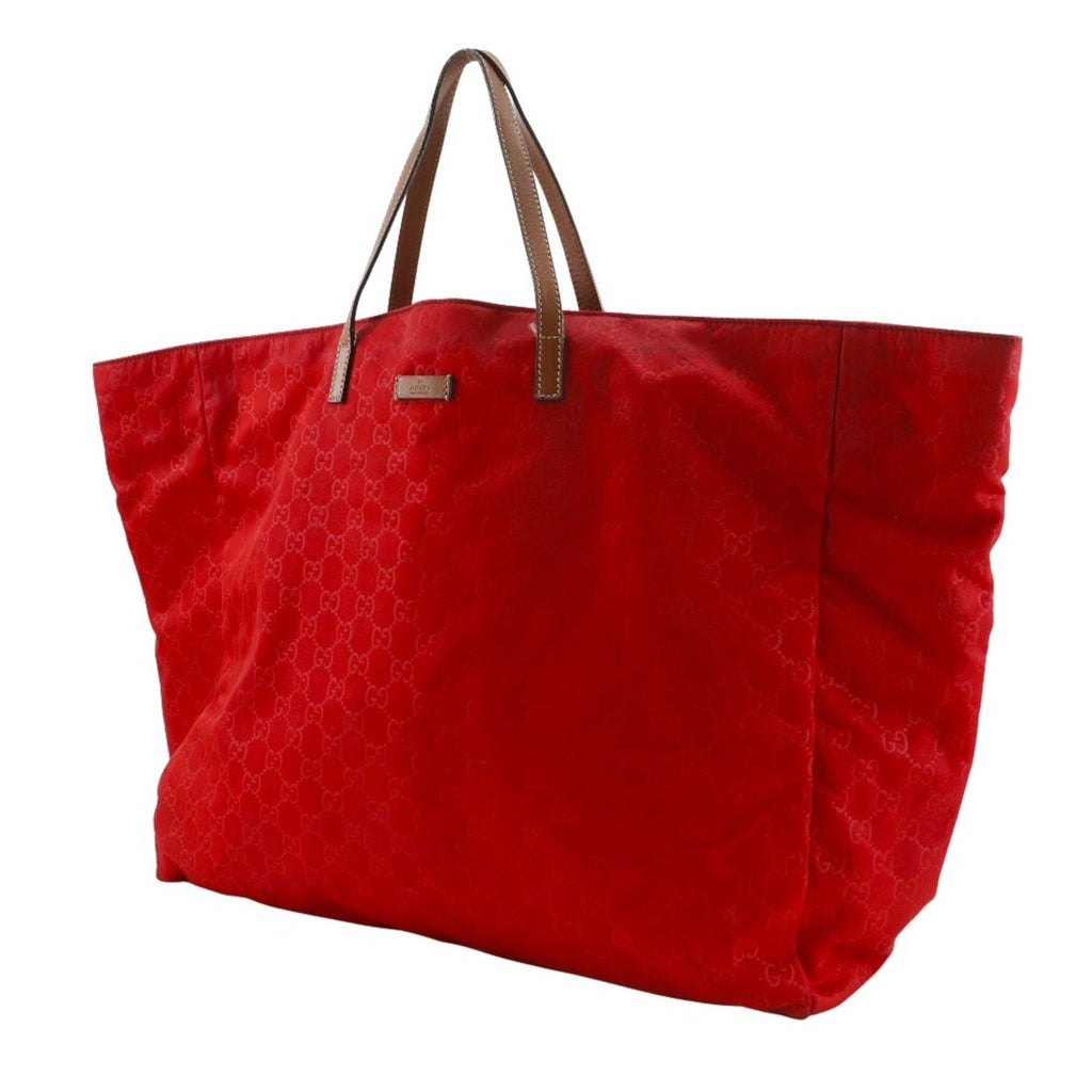 Gucci Red Color Nylon Boston Bag Handbag (Pre-Owned)