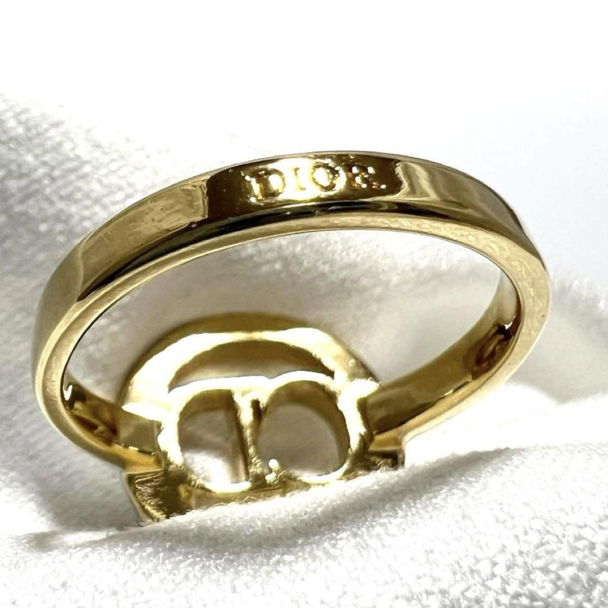 Christian Dior Metal Rhinestone Band Ring (Pre-Owned)