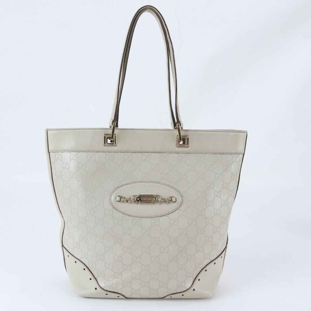 Gucci Guccissima White Leather Handbag (Pre-Owned)