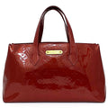 Louis Vuitton Handbag Wilshire PM Red Pom Damour Monogram Verni M93642 Bag Enamel  Leather ** 4049 LOUIS VUITTON Plate Ladies Tote LV Gold