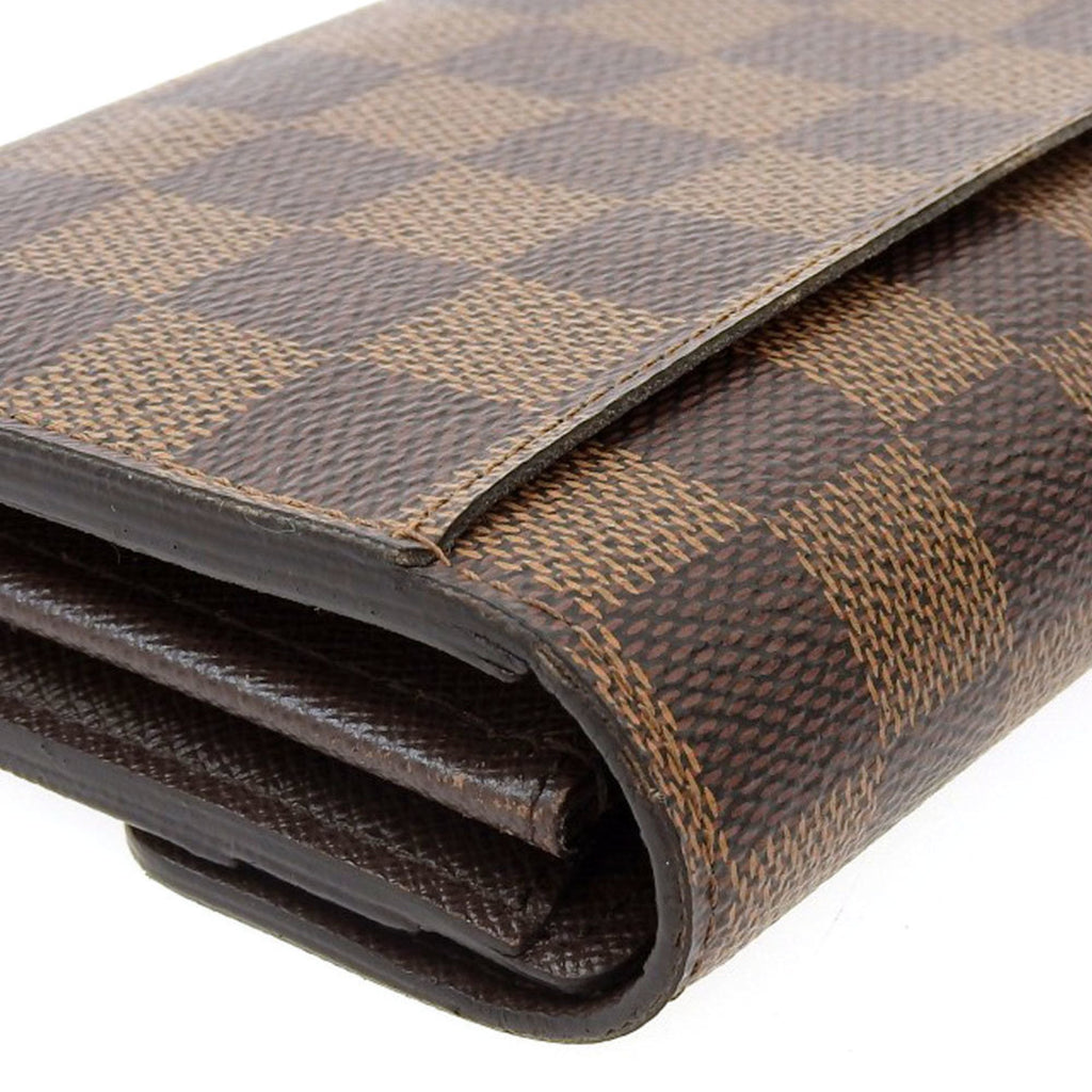 Louis Vuitton Damier Portefeuille Sarah long wallet with hook Ebene N63209