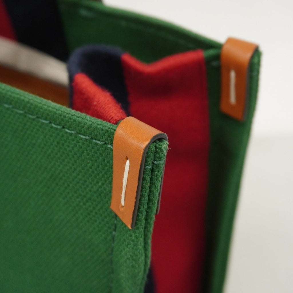 Gucci Brown Green Canvas Tote Bag (Pre-Owned)