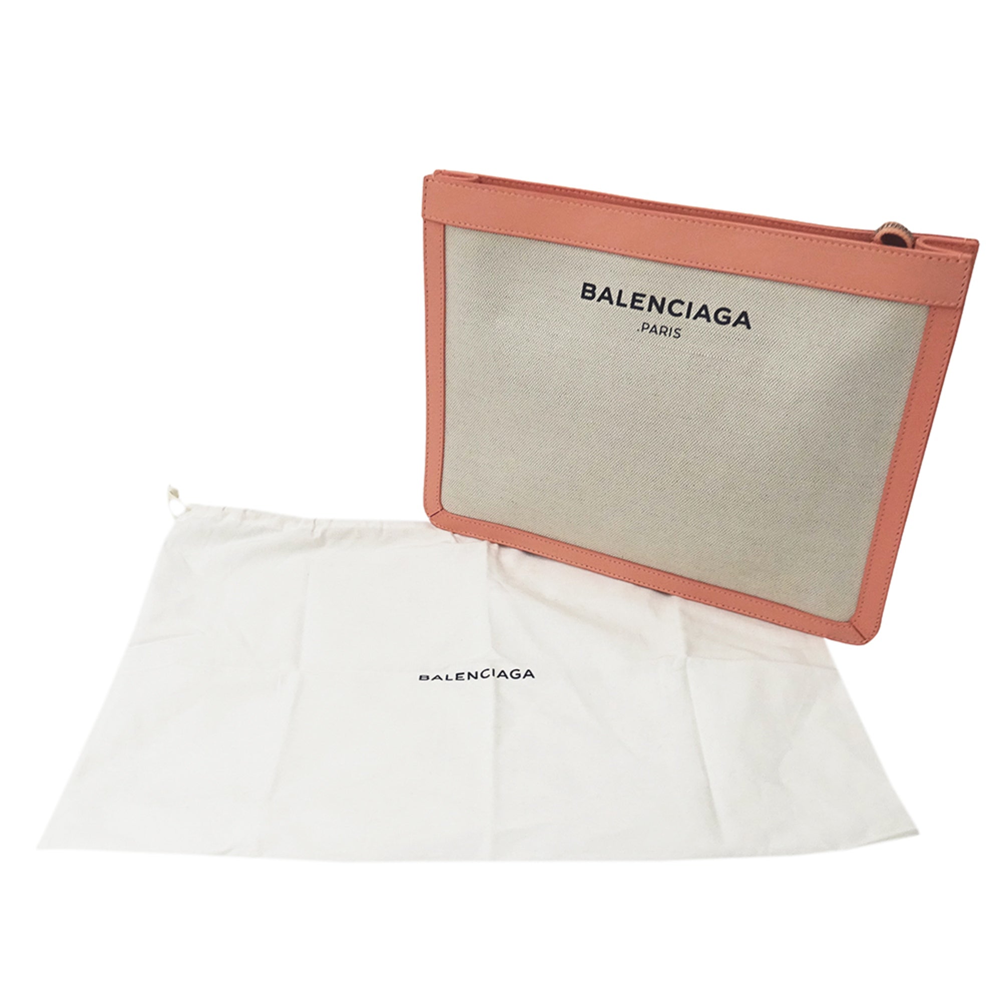 Balenciaga Pink White Canvas Clutch Bag Hand