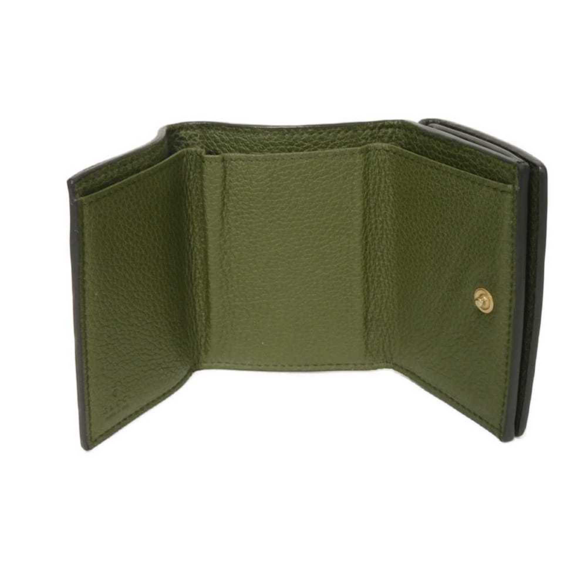 Gucci Khaki Leather Wallet (Tri-Fold) (Pre-Owned)