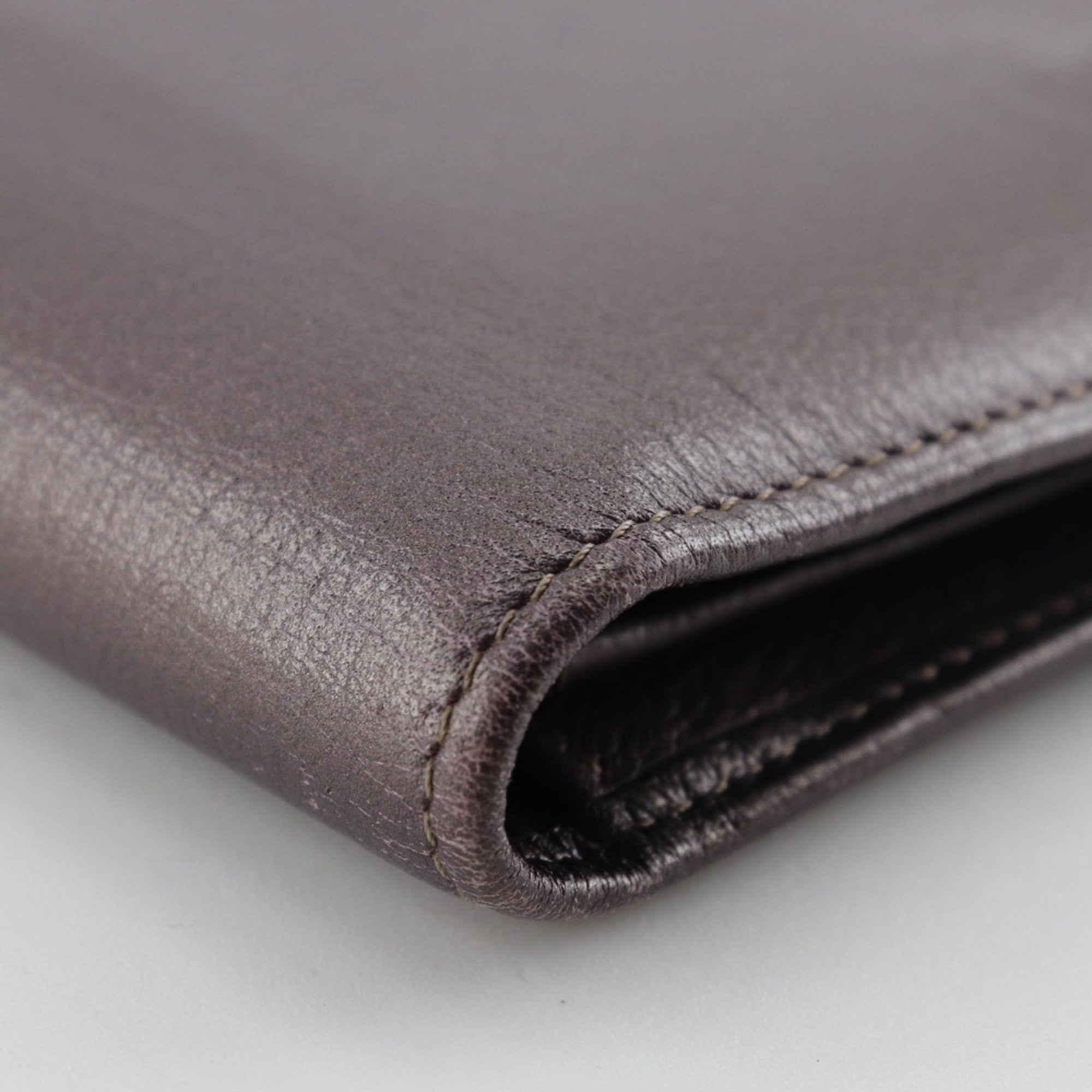 Chanel Metallic Purple Leather Long Wallet (Bi-Fold)