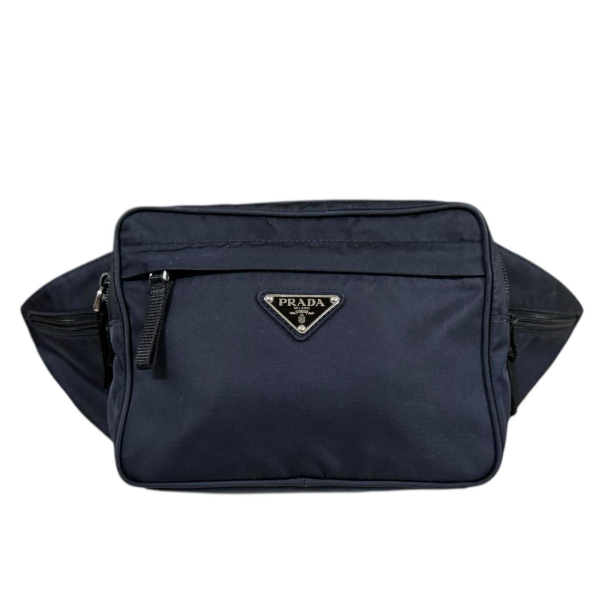 Prada Navy Black Nylon Sling Bag