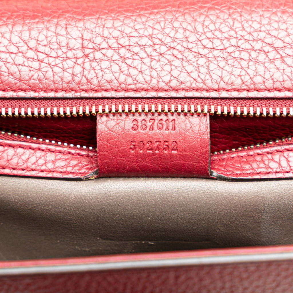 Gucci Red Color Wine Leather Shoulder Bag (Pre-Owned)