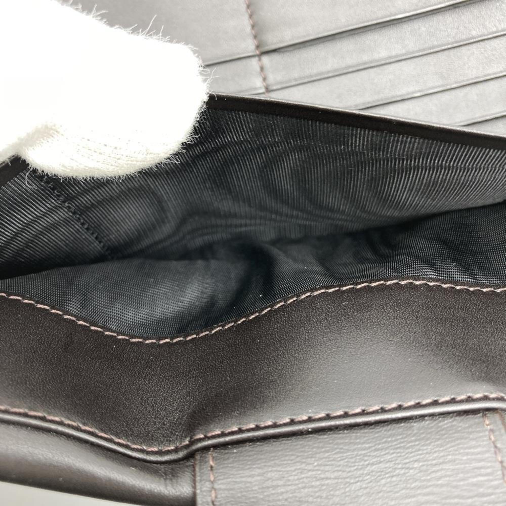 Fendi Zucchino Brown Canvas Long Wallet (Bi-Fold)