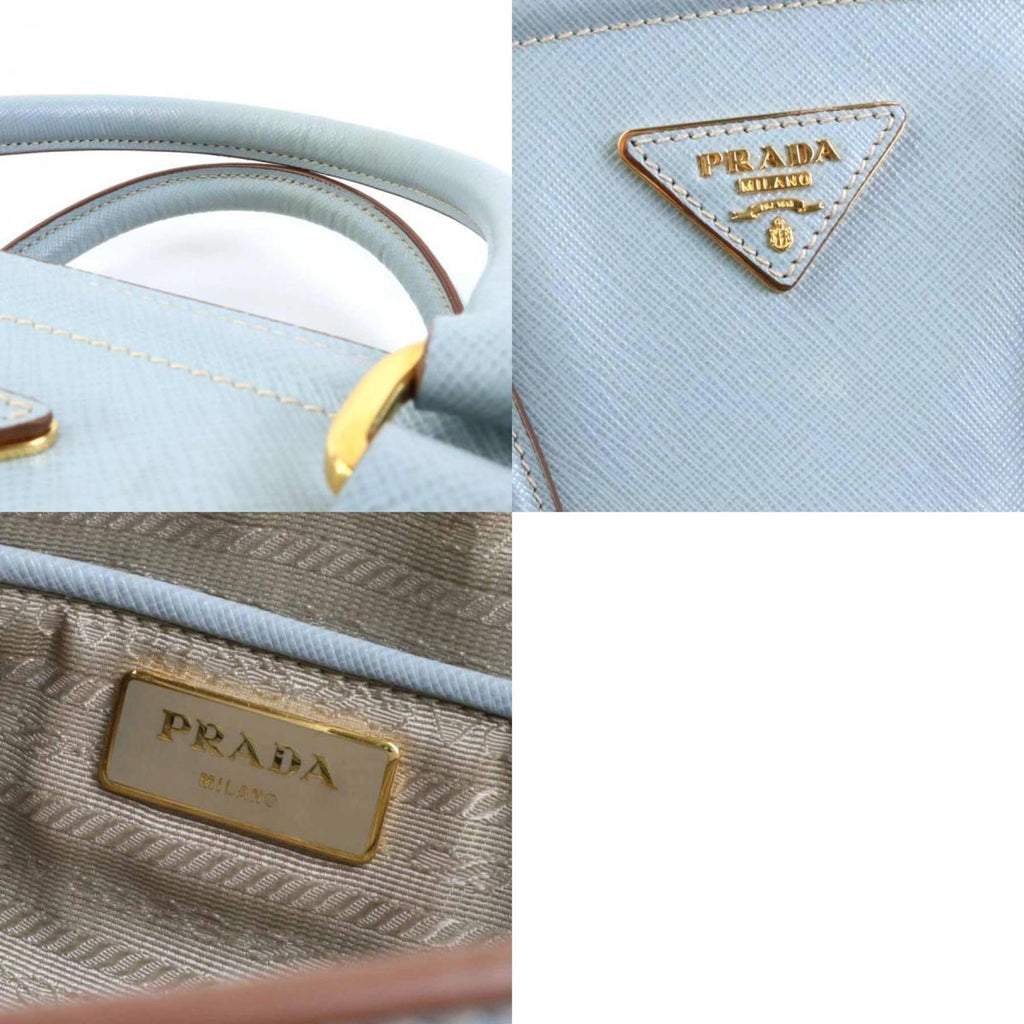 Prada Light Blue Off-White Leather Handbag Shoulder Bag