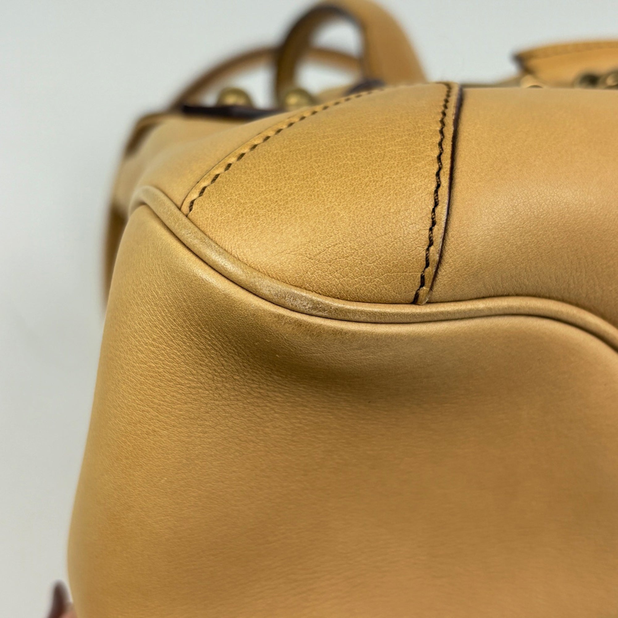 Gucci Beige Brown Leather Handbag (Pre-Owned)