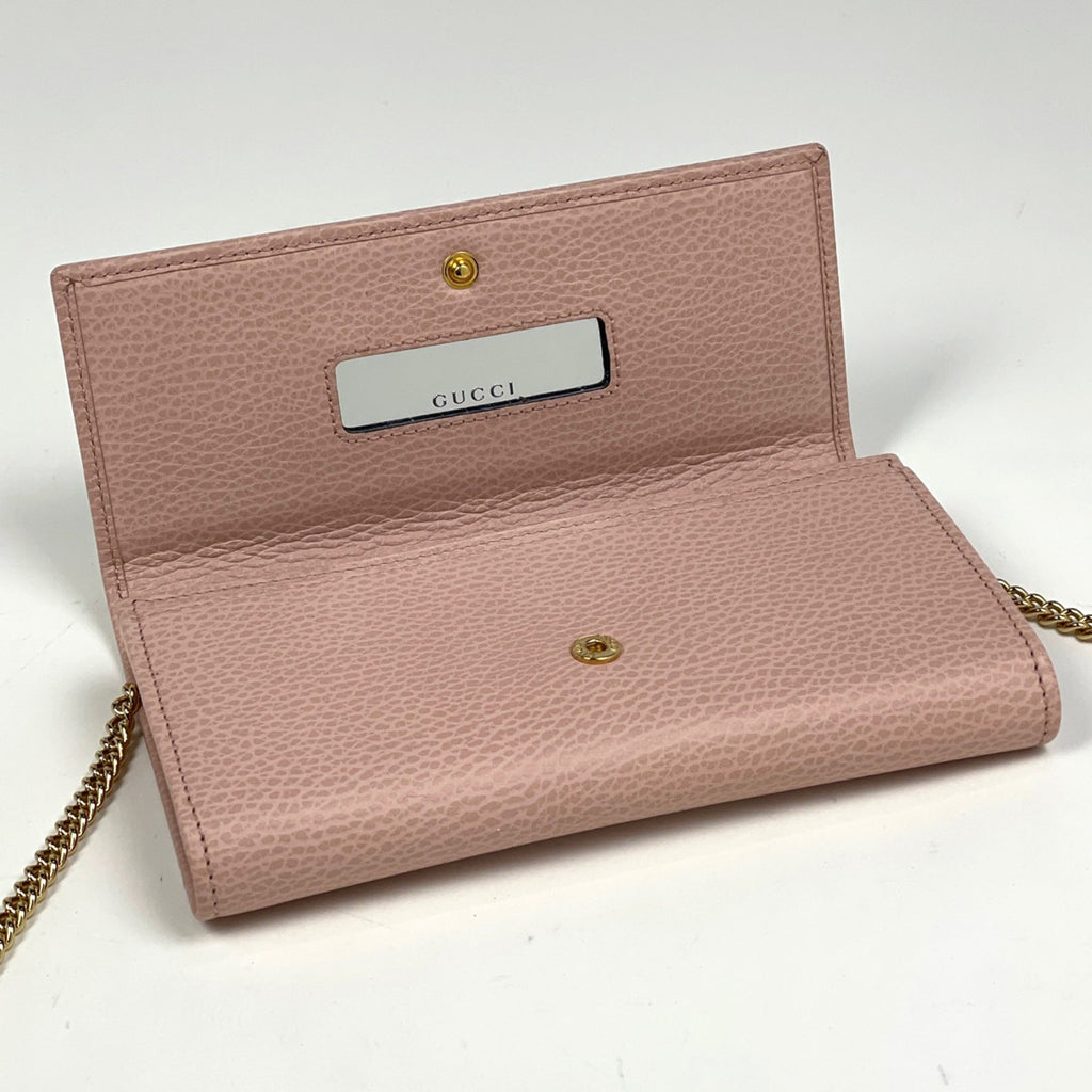 Gucci Pink Leather Chain/Shoulder Wallet (Pre-Owned)