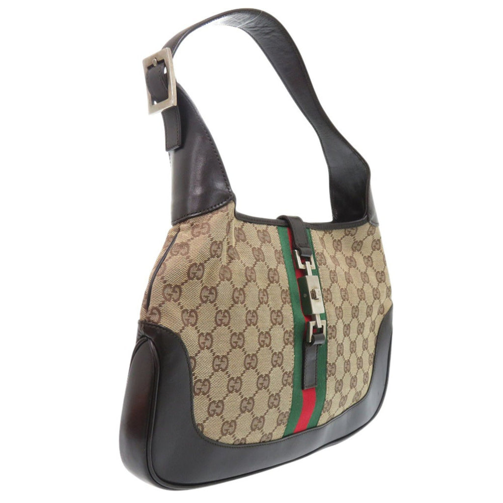 Gucci Beige Gg Canvas Leather Handbag Shoulder Bag (Pre-Owned)