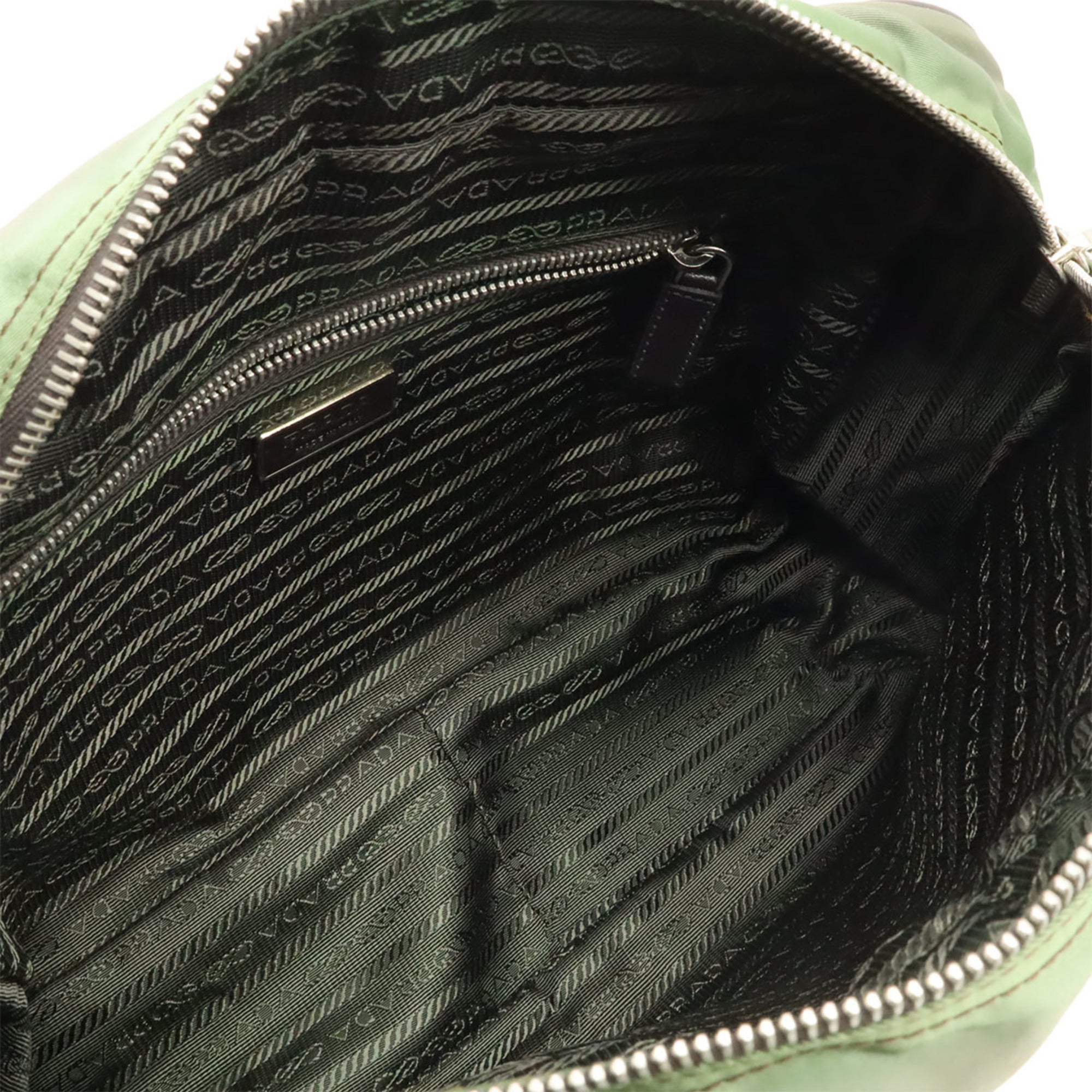 Prada Dark Brown Dark Gray Nylon Leather Shoulder Bag