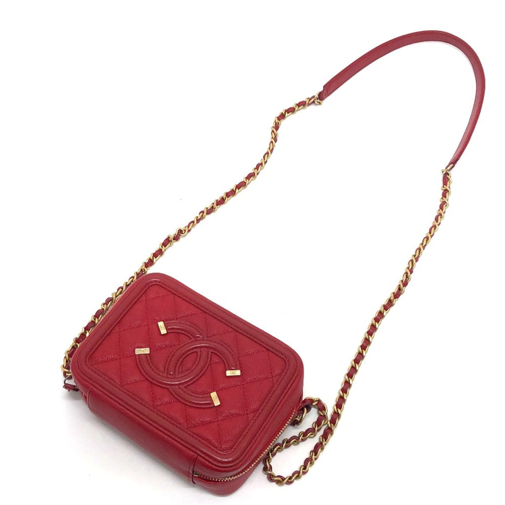Chanel Red Leather Shoulder Bag