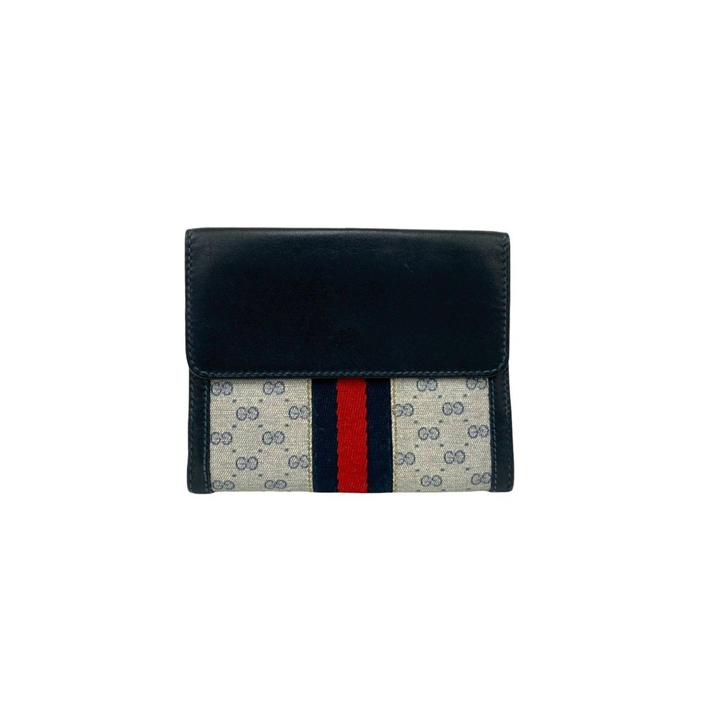 Gucci Navy Red Color Leather Pvc Wallet (Bi-Fold) (Pre-Owned)