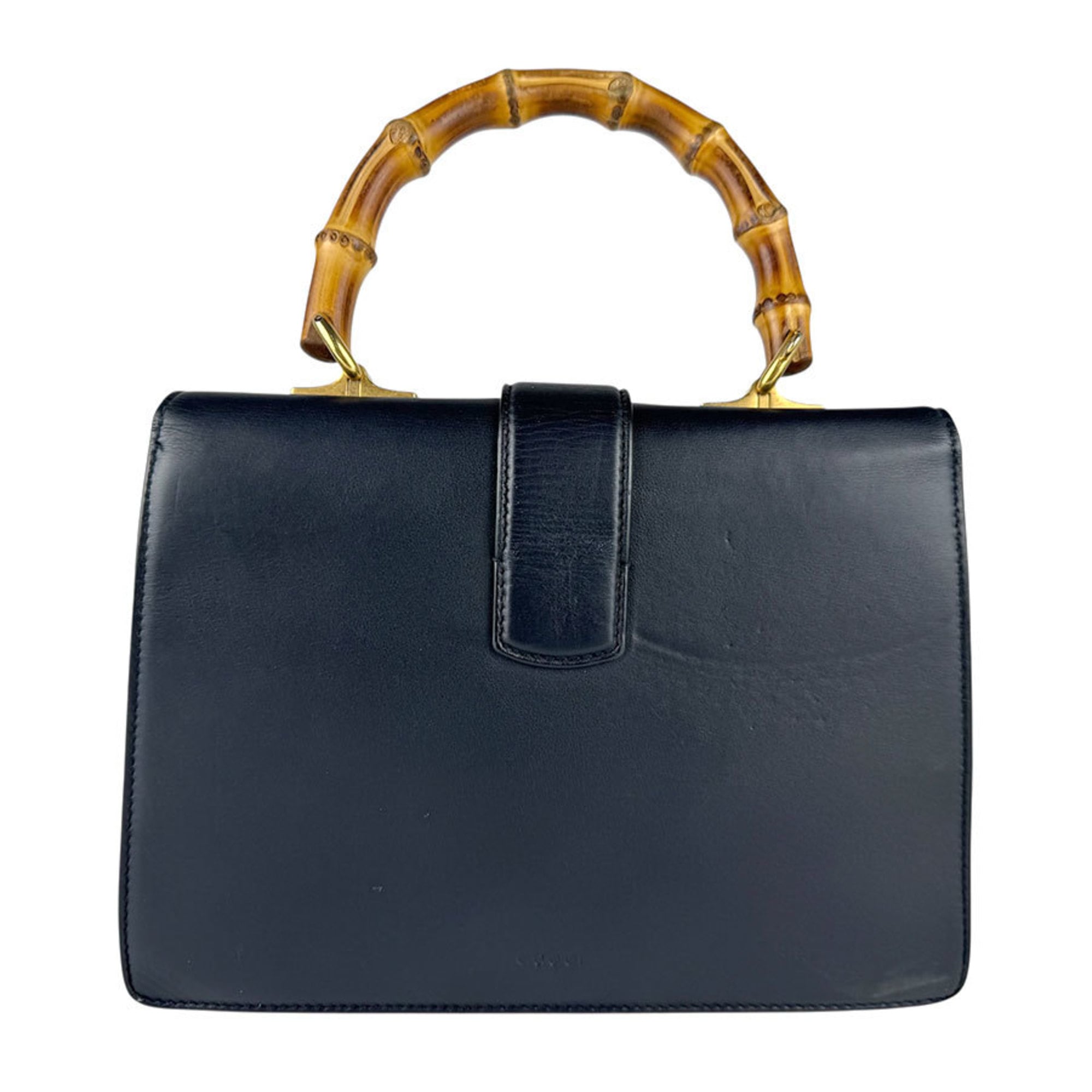 Gucci Green Navy Red Color Leather Handbag Shoulder Bag (Pre-Owned)