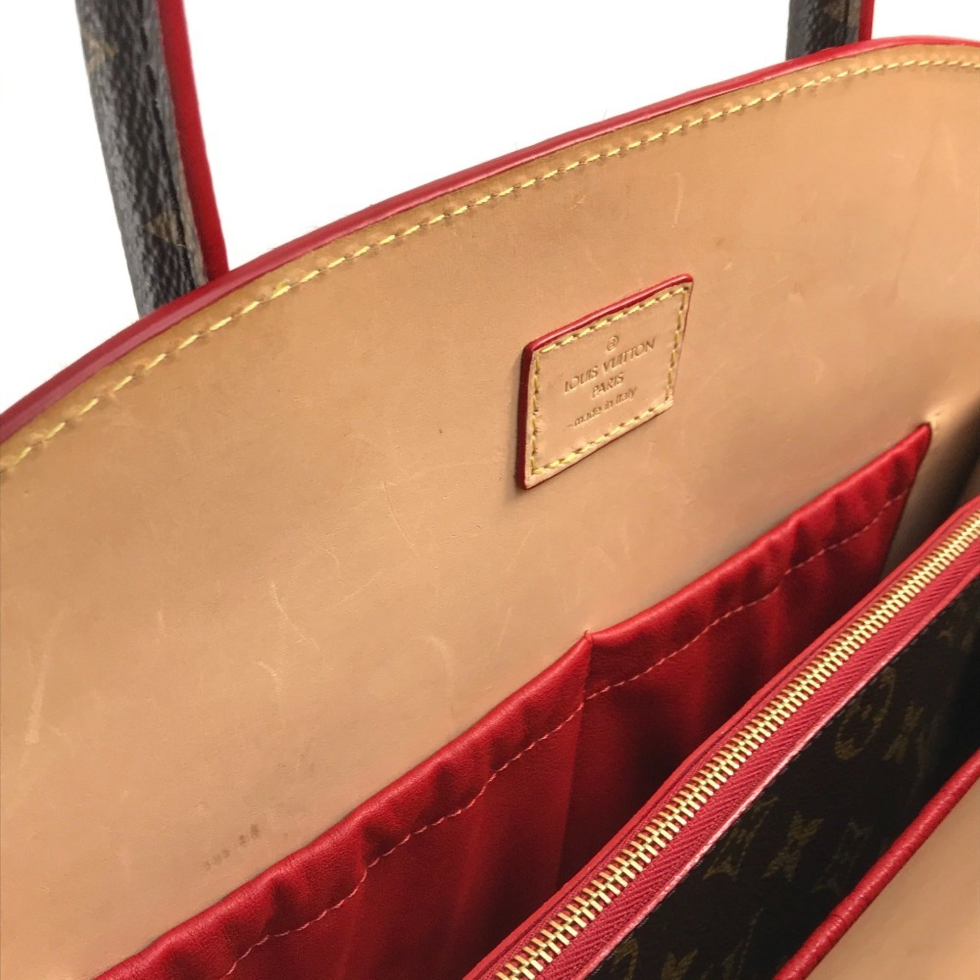 Louis Vuitton Brown Monogram Red Color Monogram Leather Handbag