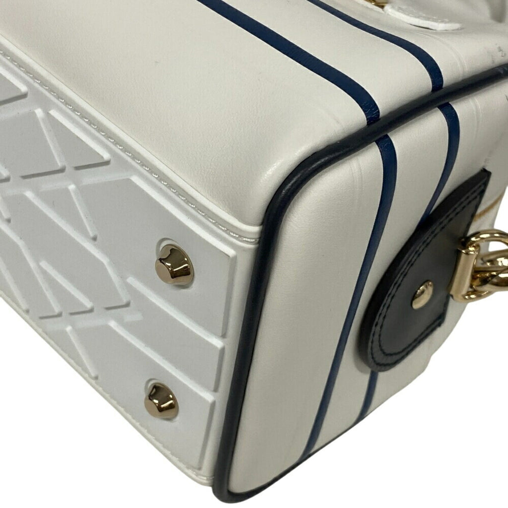 Christian Dior Navy White Leather Handbag (Pre-Owned)