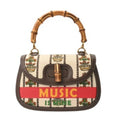 Gucci Brown White Canvas Leather Handbag (Pre-Owned)
