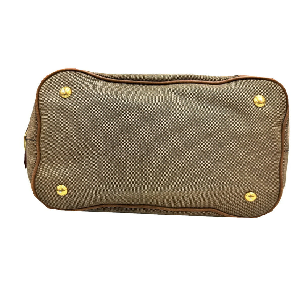 Prada Beige Canvas Leather Shoulder Bag