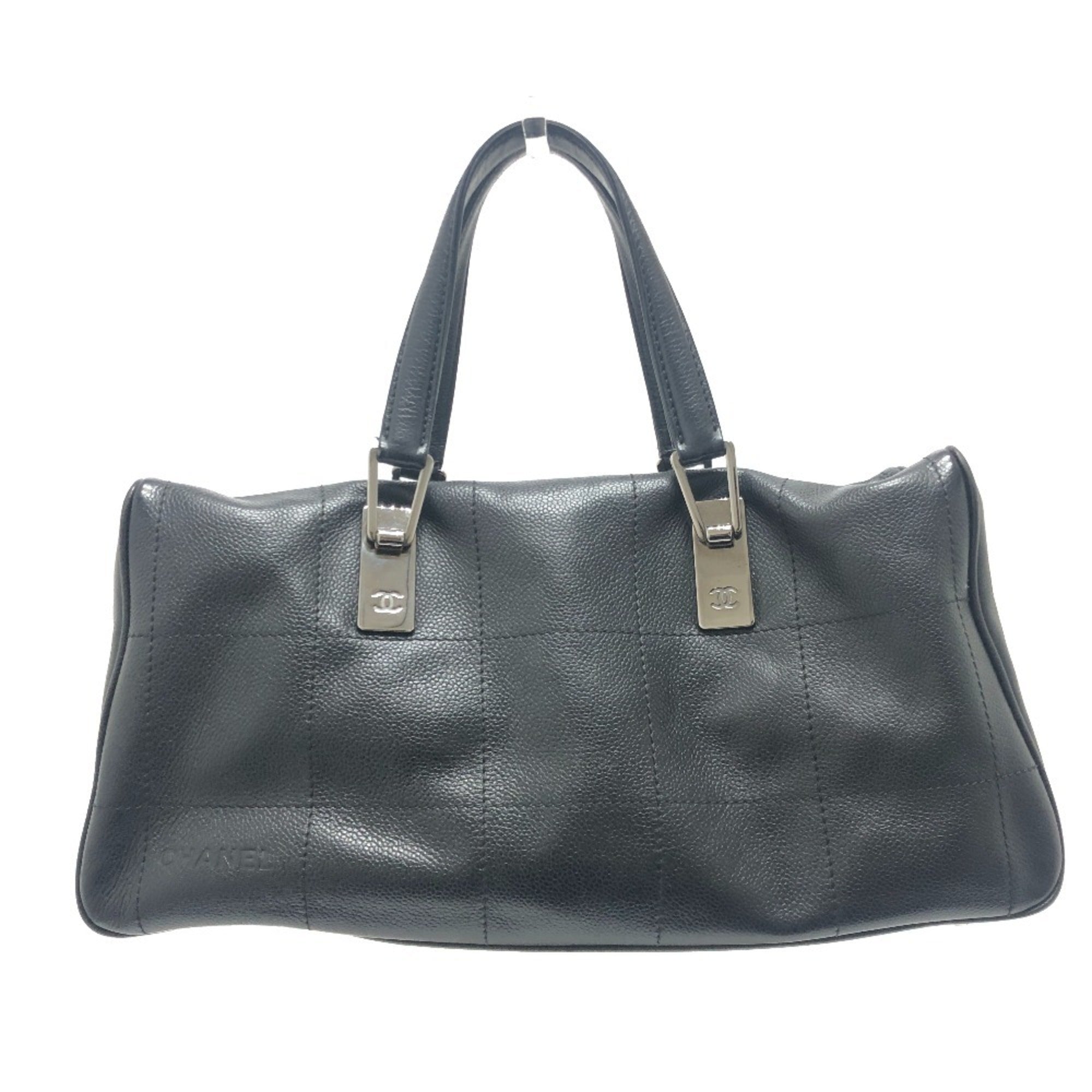 Chanel Black Grained Calfskin Boston Bag Handbag