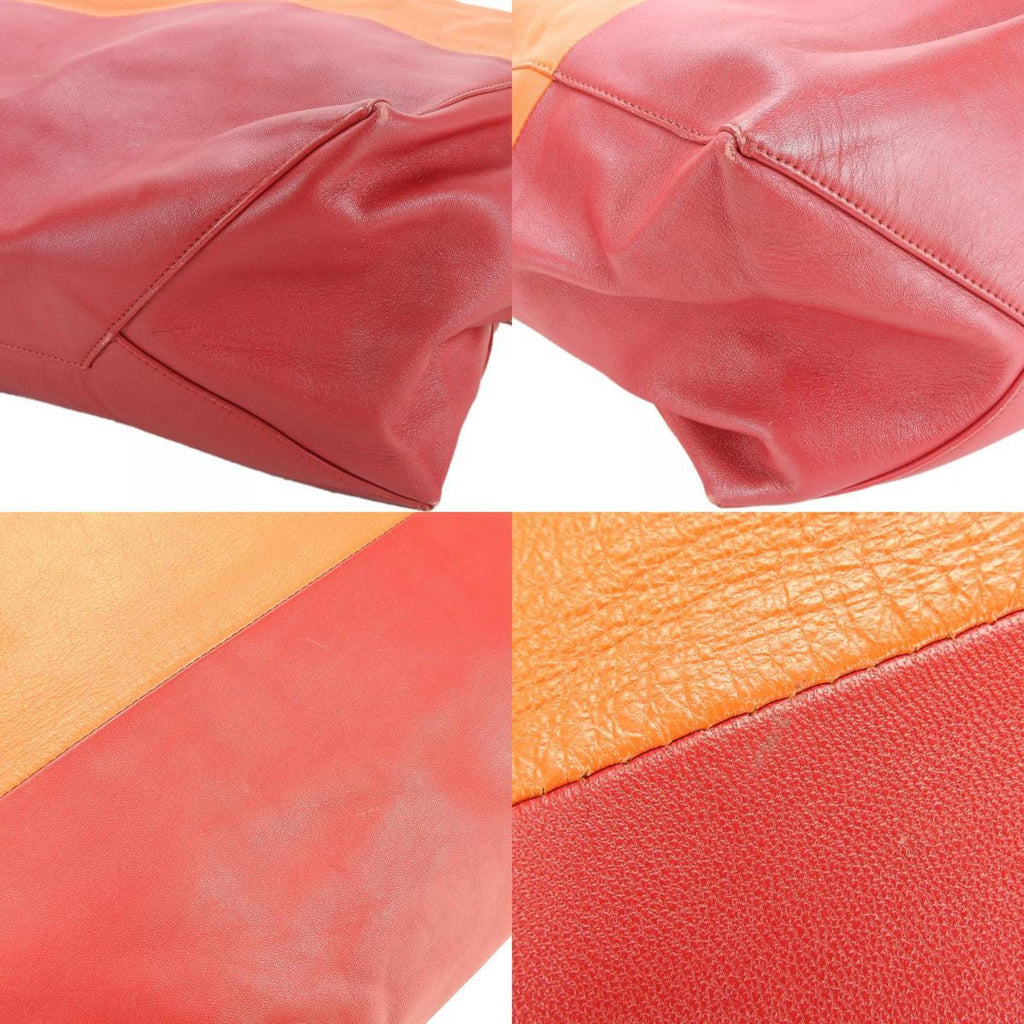 Celine Orange Red Leather Tote Bag