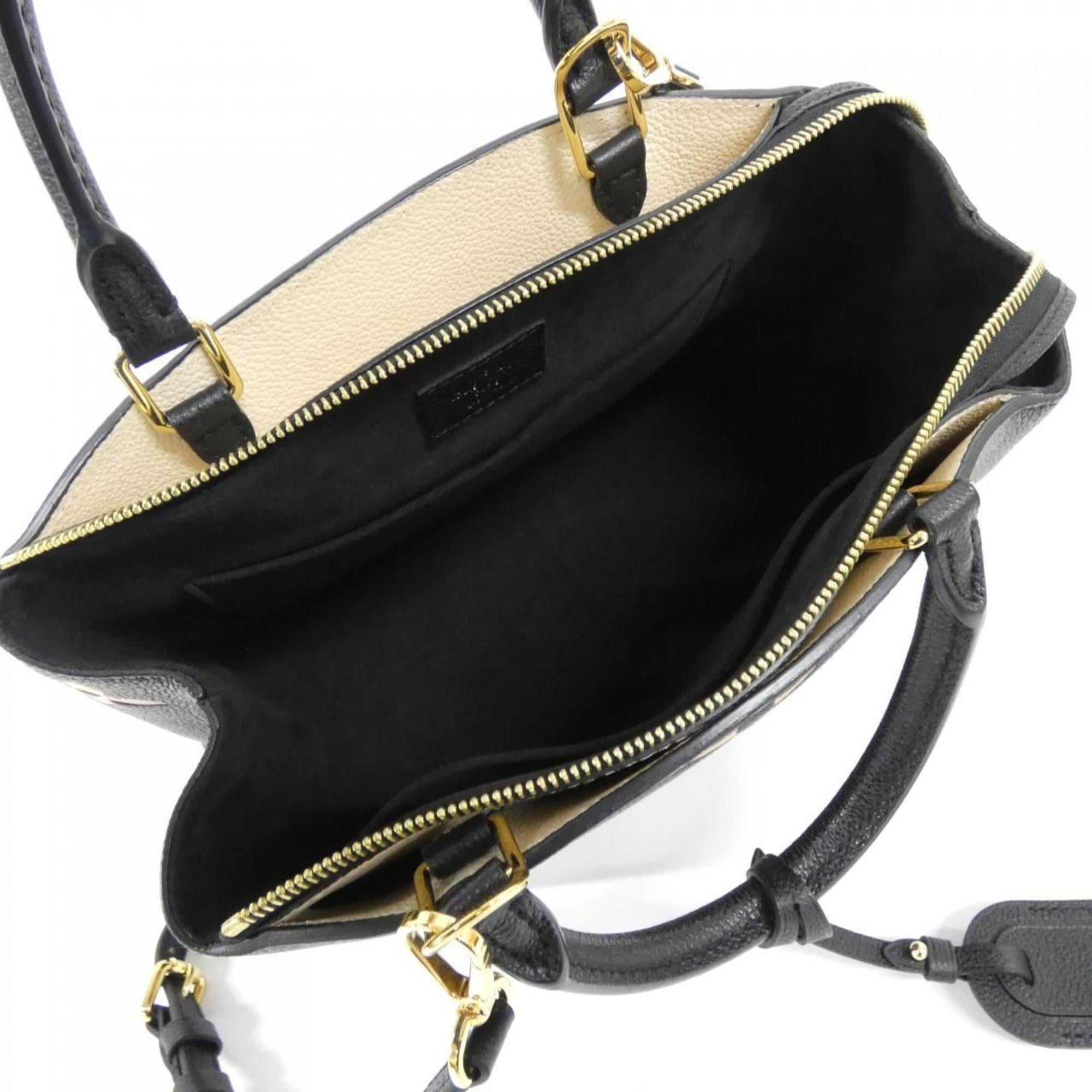 Louis Vuitton Beige Black Leather Handbag