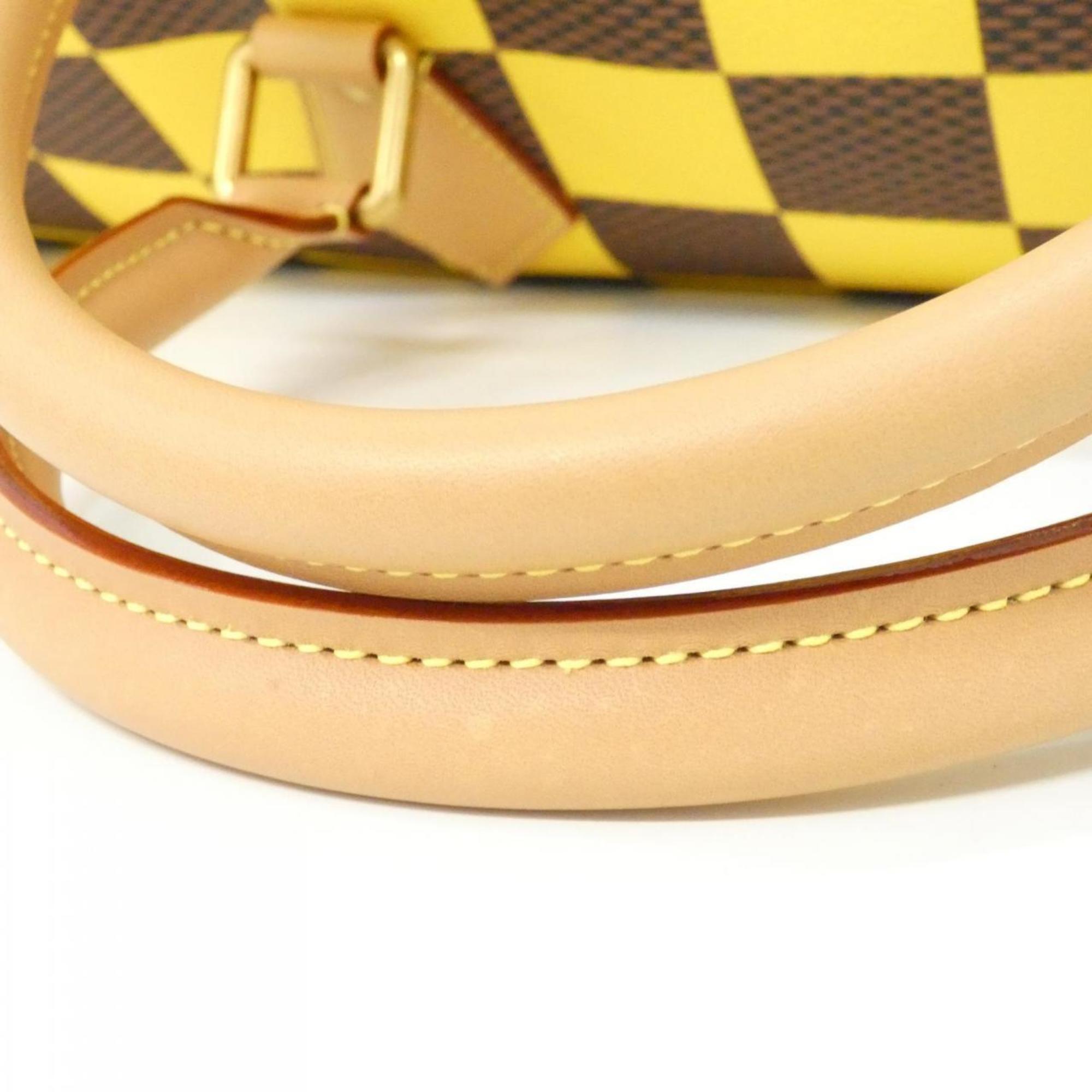 Louis Vuitton Ebene Yellow Coated Canvas Boston Bag