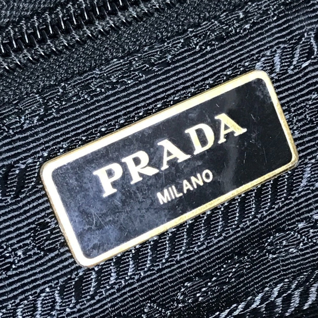 Prada Black Multi-Color Leather Nylon Handbag Shoulder Bag Tote Bag