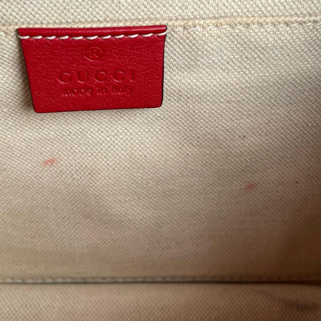 Gucci Red Color Leather Handbag Shoulder Bag (Pre-Owned)