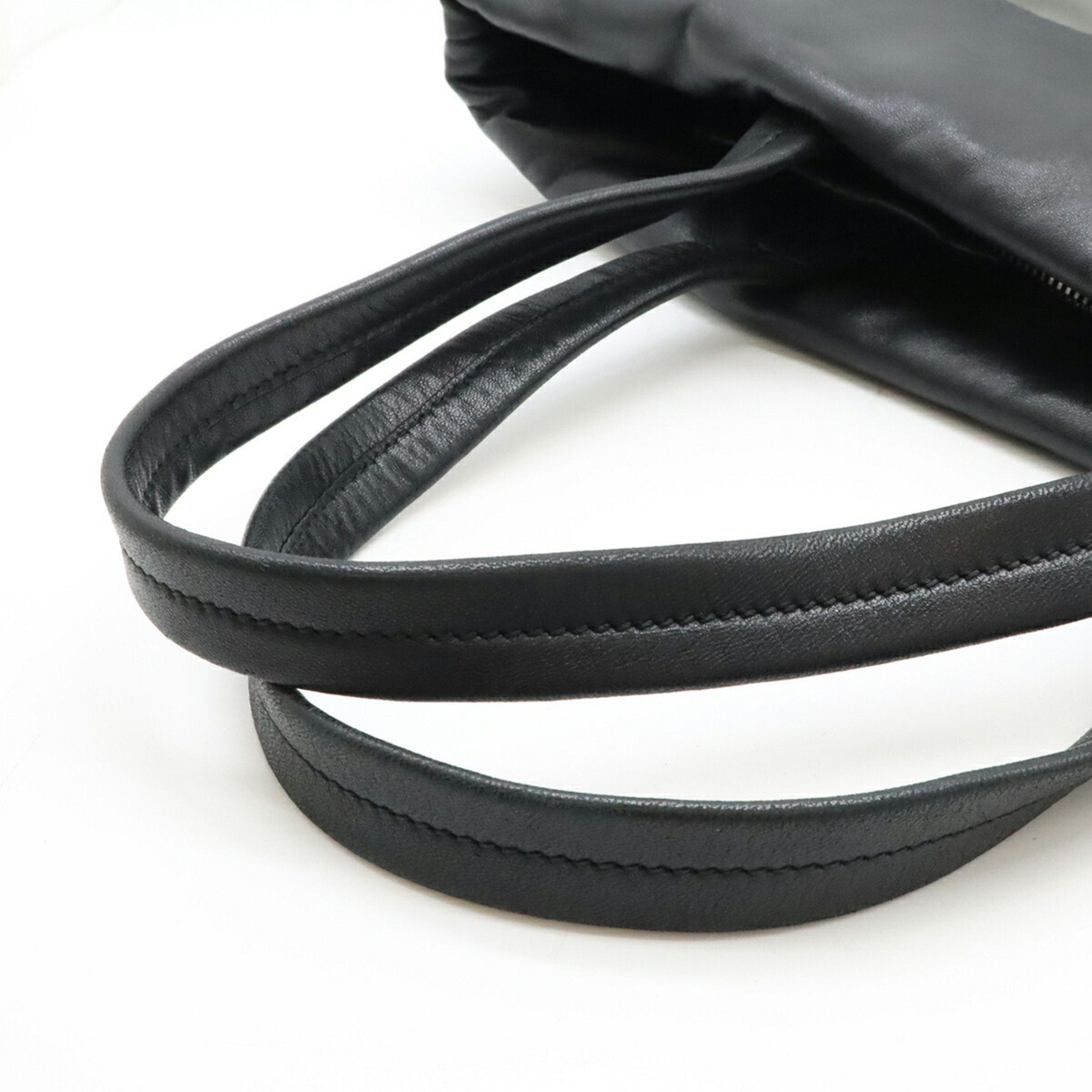 Prada Black Gray Nero Nylon Leather Tote Bag