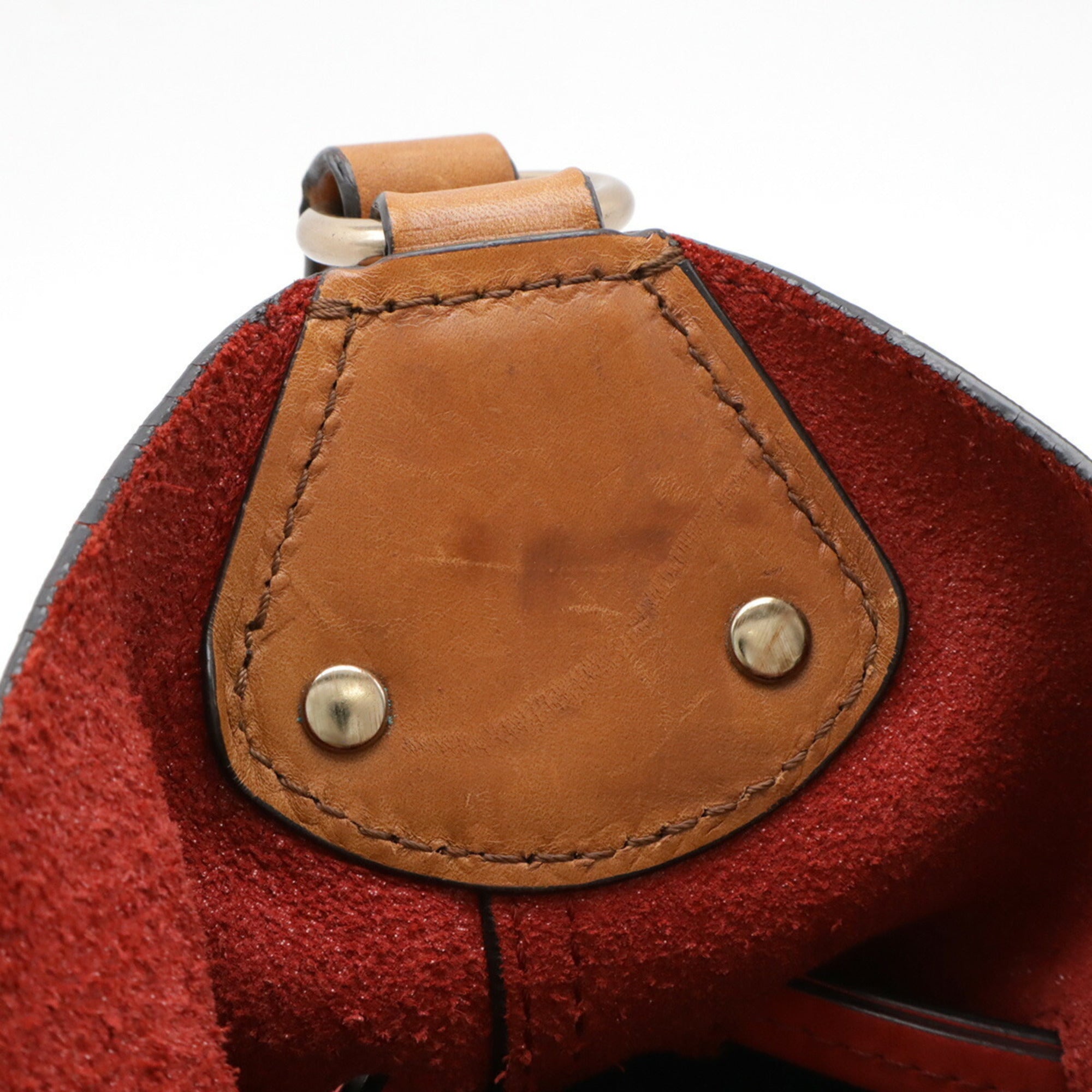 Burberry Brown Red Color Suede Canvas Leather Shoulder Bag