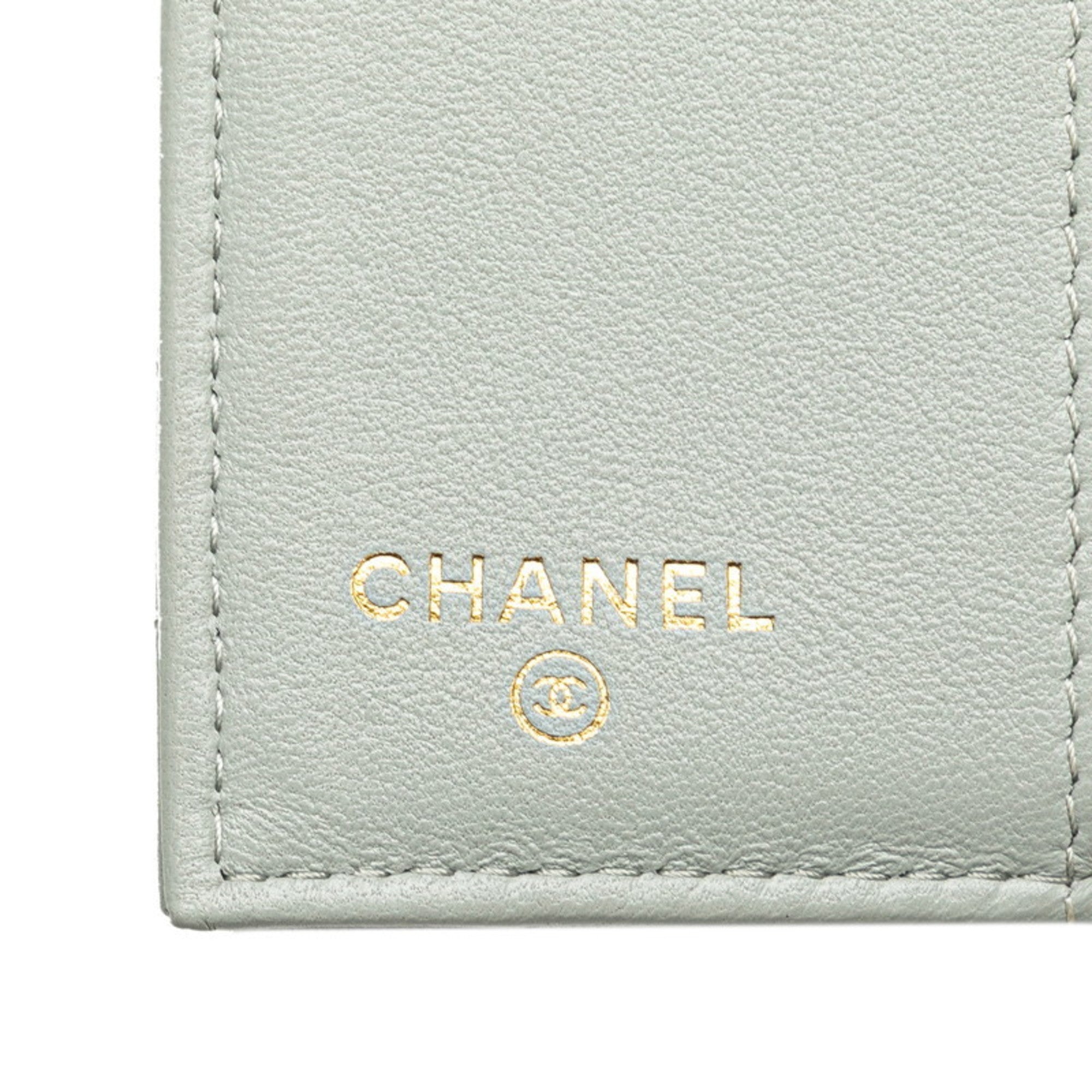 Chanel Gray Leather Wallet (Tri-Fold)