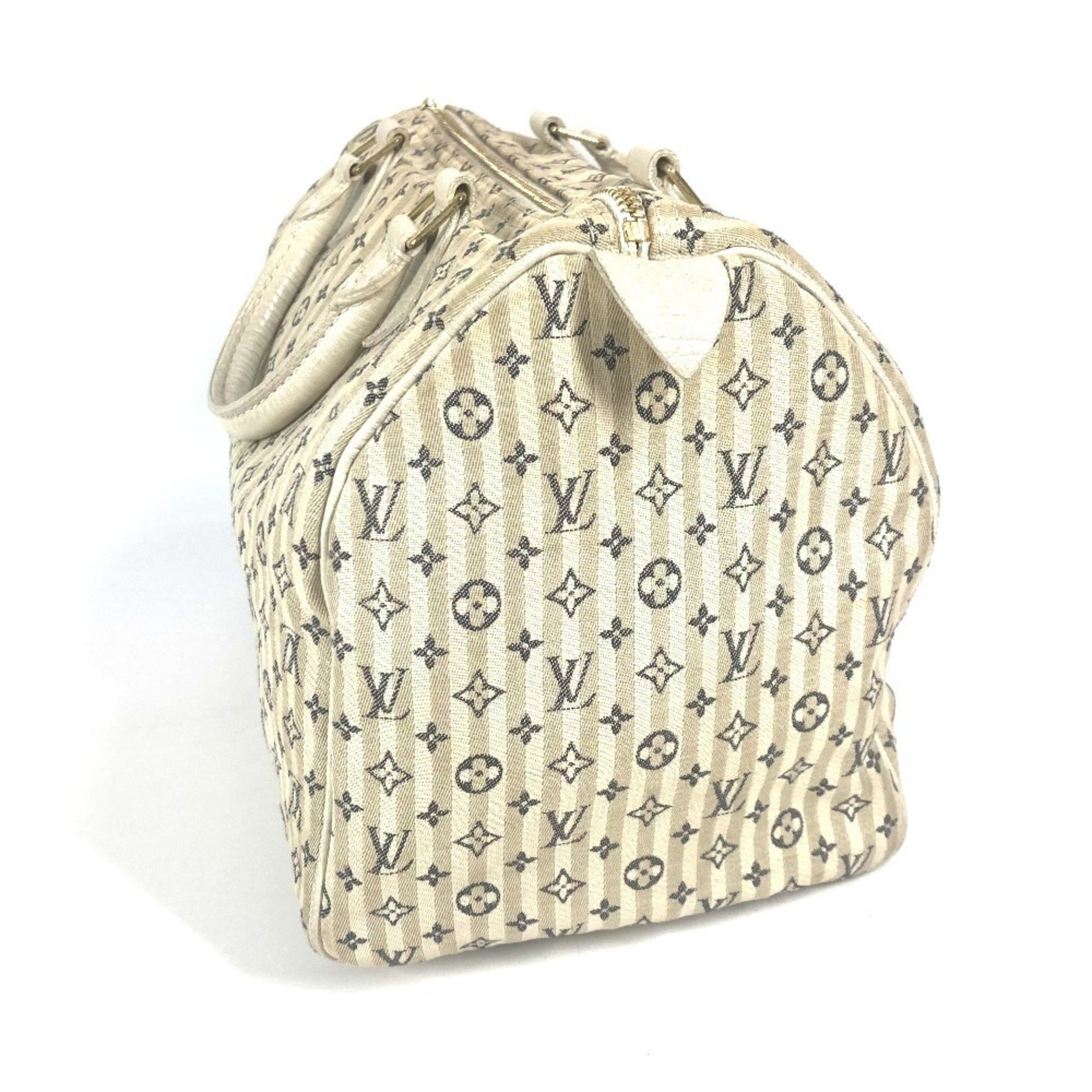 Louis Vuitton Monogram Mini Lin Navy White Monogram Mini Lin Boston Bag Handbag
