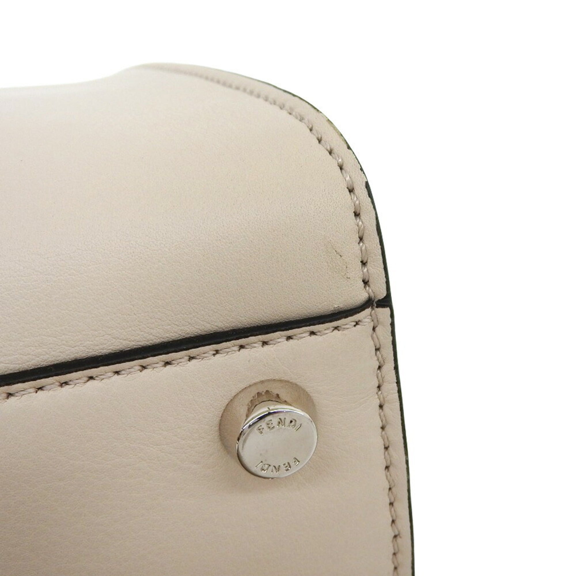 Fendi Peekaboo Cream Leather Handbag Shoulder Bag