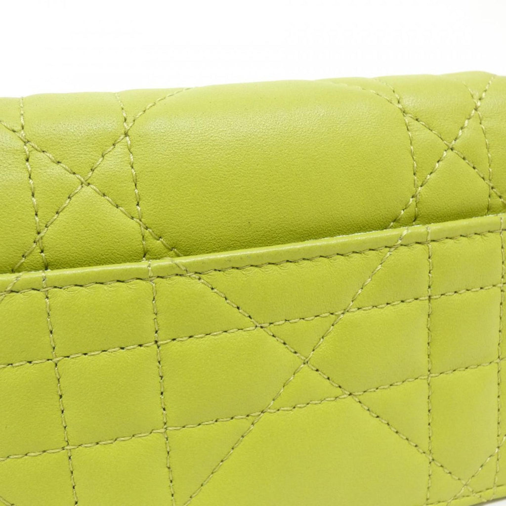 Christian Dior Lime Yellow Leather Shoulder Bag (Pre-Owned)