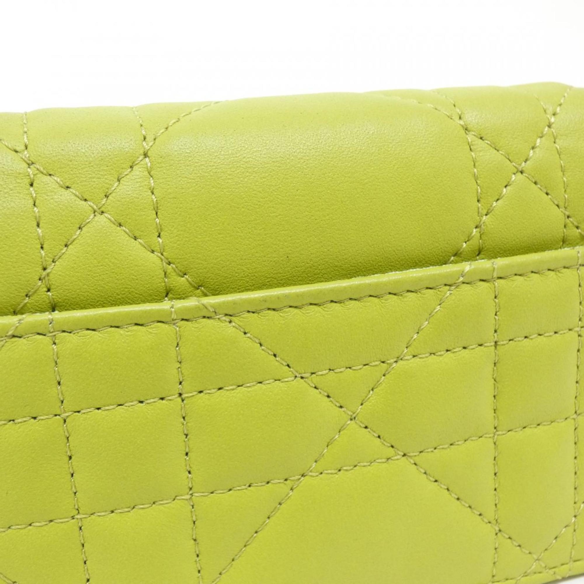 Christian Dior Lime Yellow Leather Shoulder Bag (Pre-Owned)