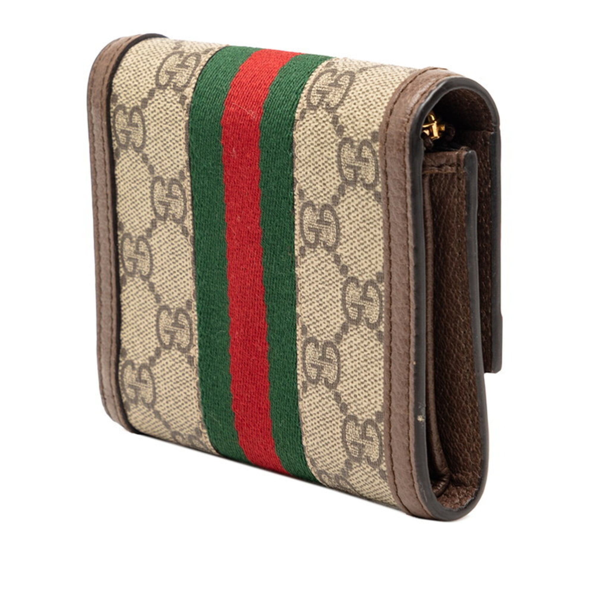Gucci Gg Supreme Beige Multi-Color Pvc Leather Wallet (Tri-Fold) (Pre-Owned)
