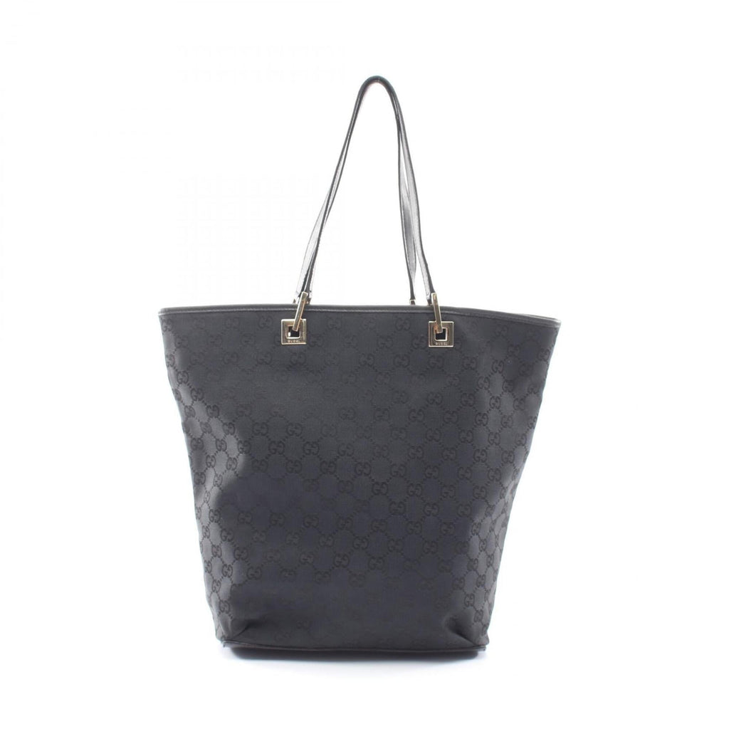 Gucci Black Canvas Leather Handbag Tote Bag (Pre-Owned)