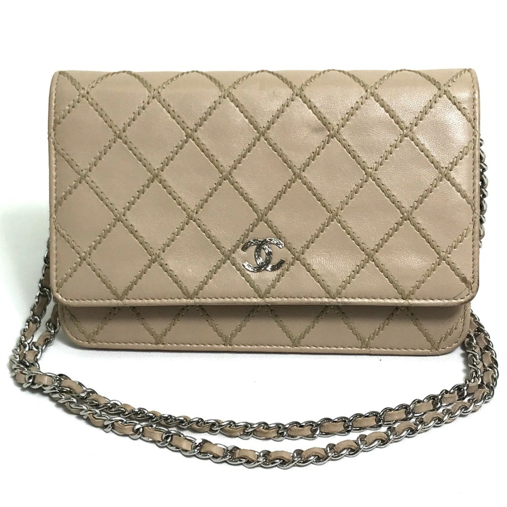 Chanel Beige Leather Long Wallet (Bi-Fold)