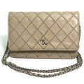 Chanel Beige Leather Long Wallet (Bi-Fold)