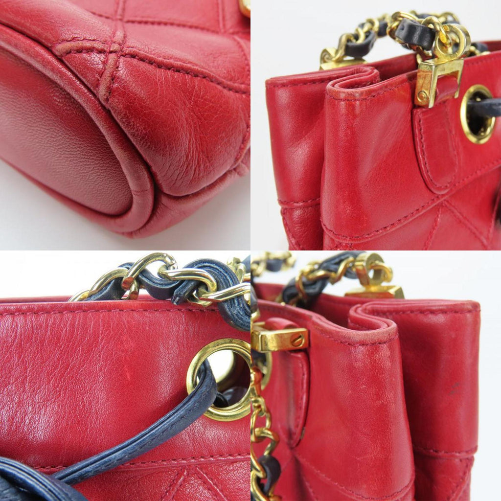 Chanel Bicolor Red Color Leather Shoulder Bag