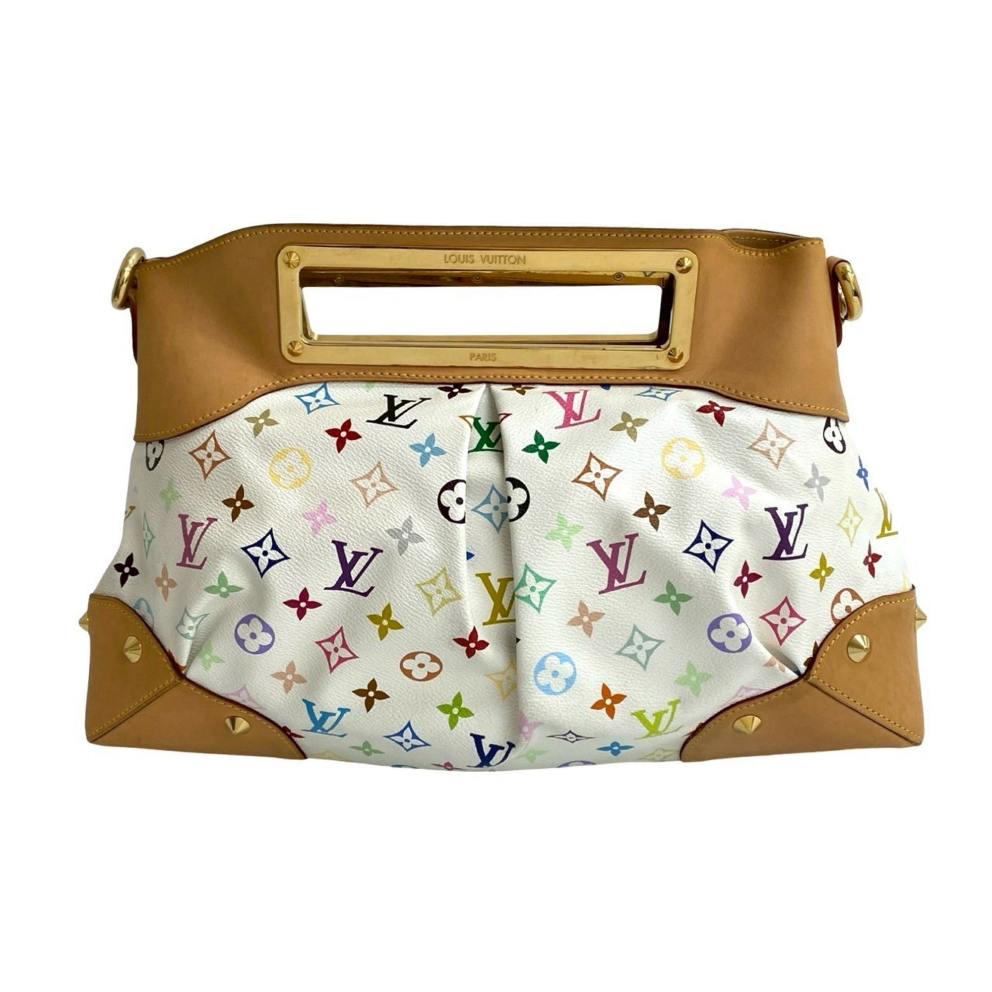 Louis Vuitton Brown Multi-Color White Leather Pvc Handbag Shoulder Bag
