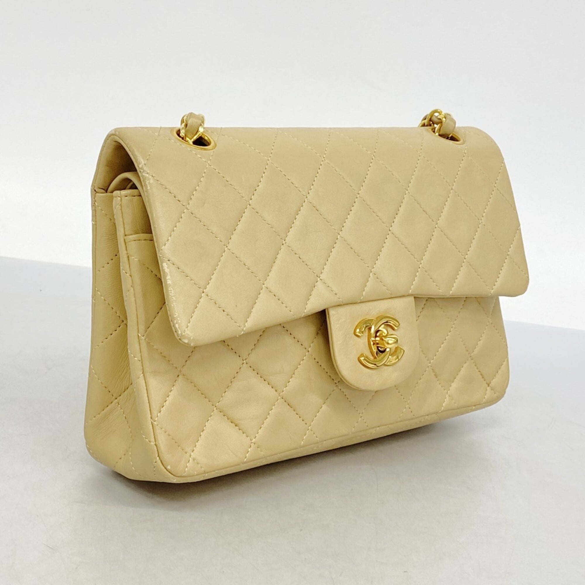 Chanel Beige Leather Shoulder Bag