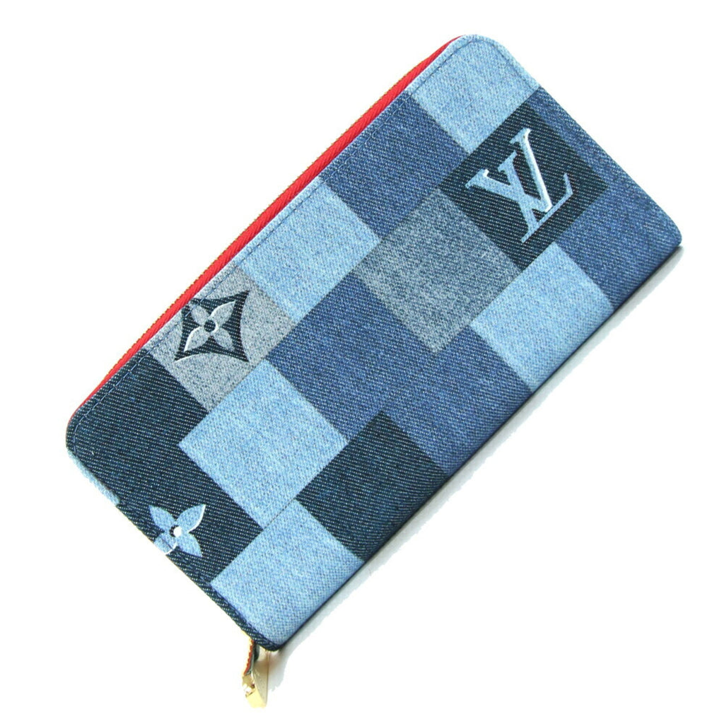 Louis Vuitton Blue Red Color Monogram Denim Long Wallet